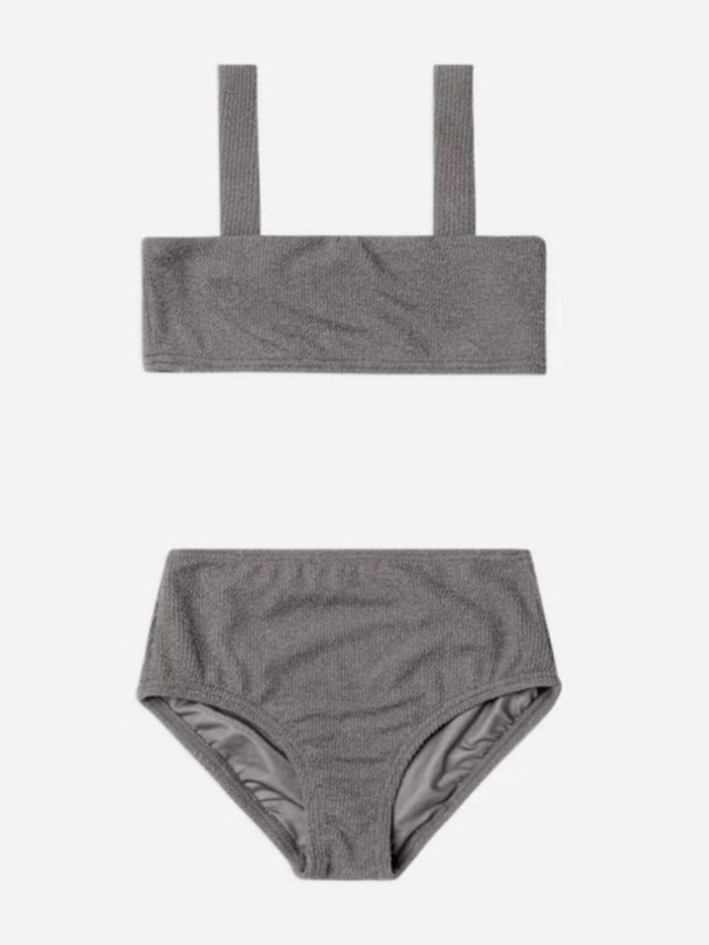 NEW!!! Rylee + Cru Brently Bikini Swimsuit Metallic Silver Gray Ink Girls 6-7Y